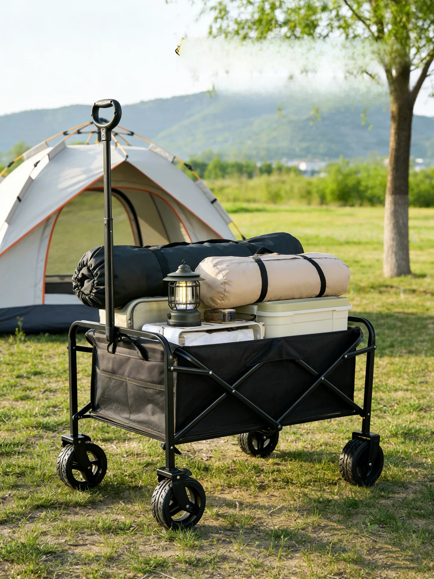 portable-outdoor-camping-trailer-large-capacity-hand-pulling-picnic-wagon-stall-small-push-cart-durable-oxford-cloth-material