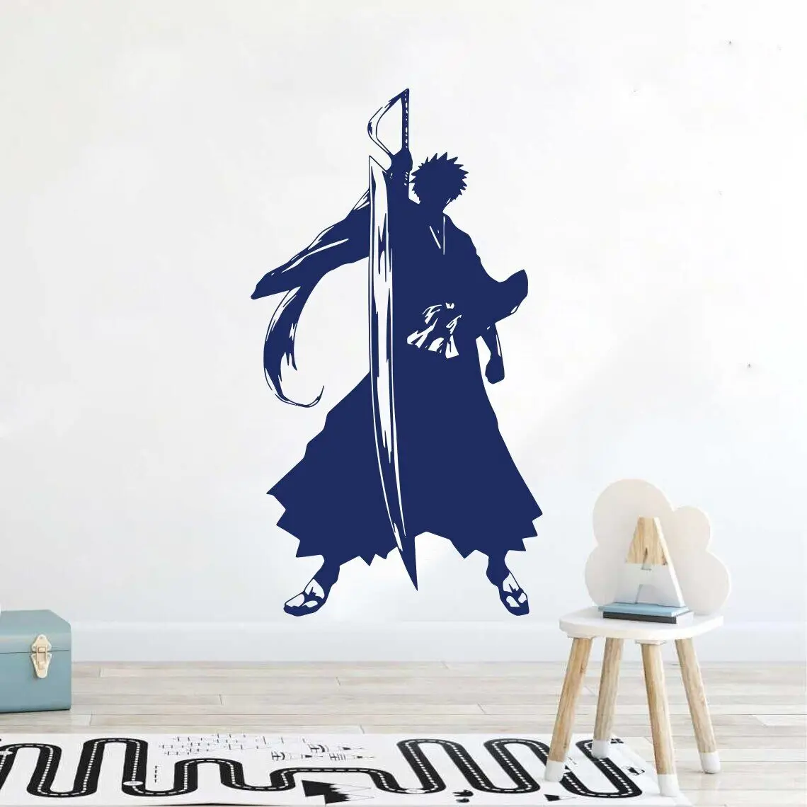 Cartoon Blea Ch Ichigo Kurosaki Hero Wall Sticker Kids Room Japan Anime Manga Sword Wall Decal Bedroom Playroom Vinyl Home Decor