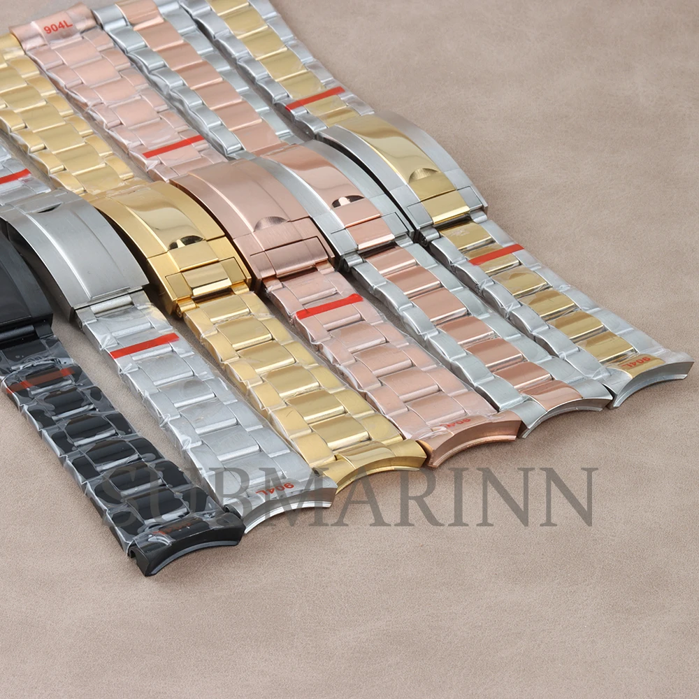 20MM Width Oyster Polished/Brushed Bracelet Adjustment Buckle 316L Stainless Steel Watchband For Datejust/Daytona/Sub Watch Case