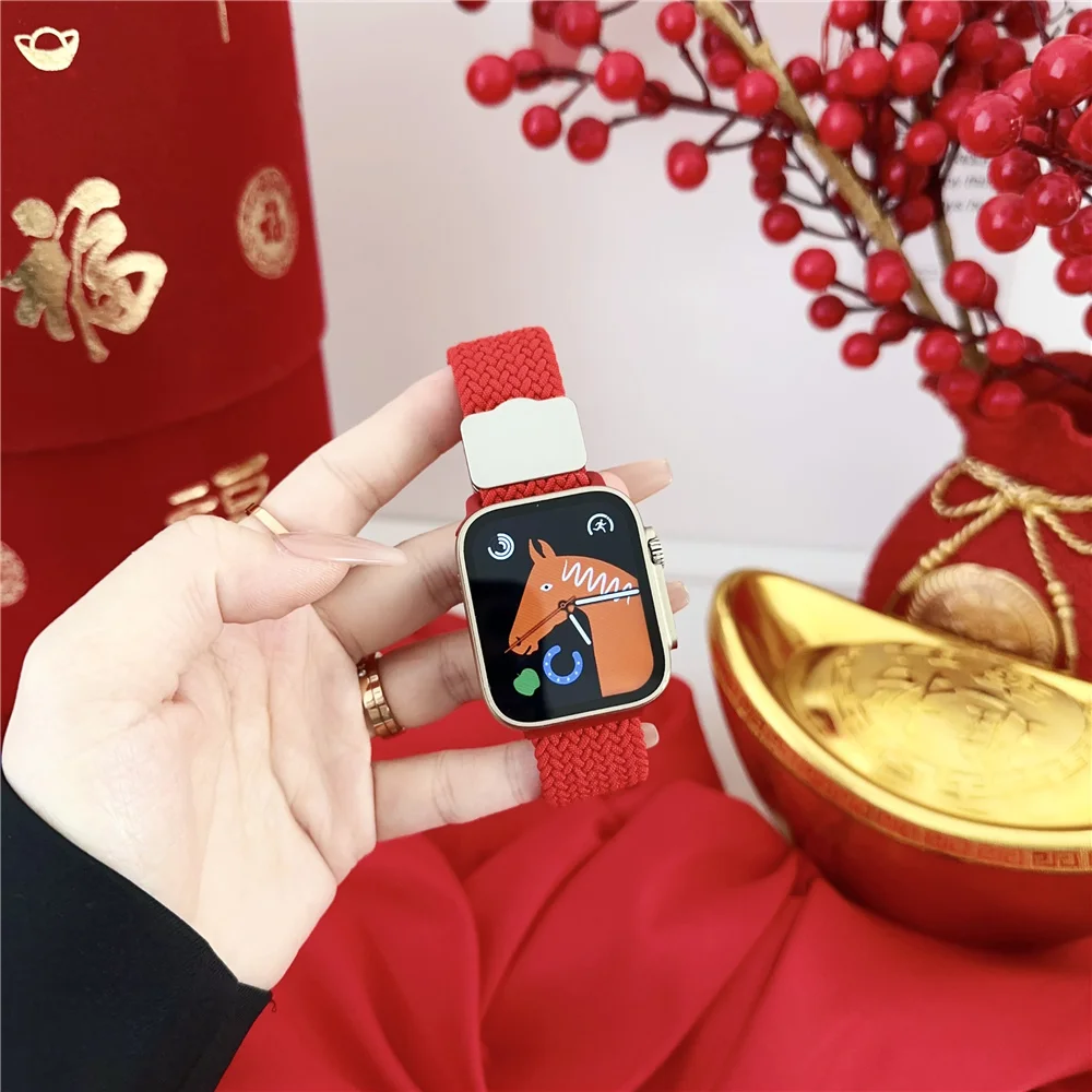 2024 New Year Strap for Apple Iwatch Series 9 8 7 6 5 2023 for iwatch ultra 49mm 45mm 42mm 41mm 38mm Lucky Fashion Band Red Gift