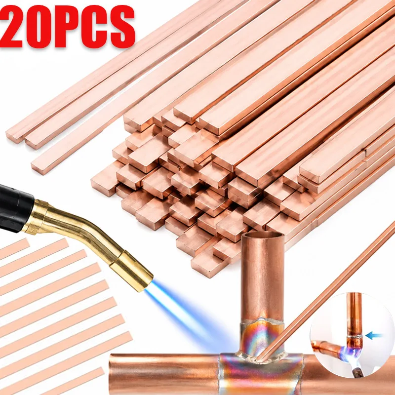 Phosphor Copper Welding Rods Flat Brass Welding Rod Flat Copper Electrode Welder Wire Self Fluxing Tube Brazing Soldering Stick
