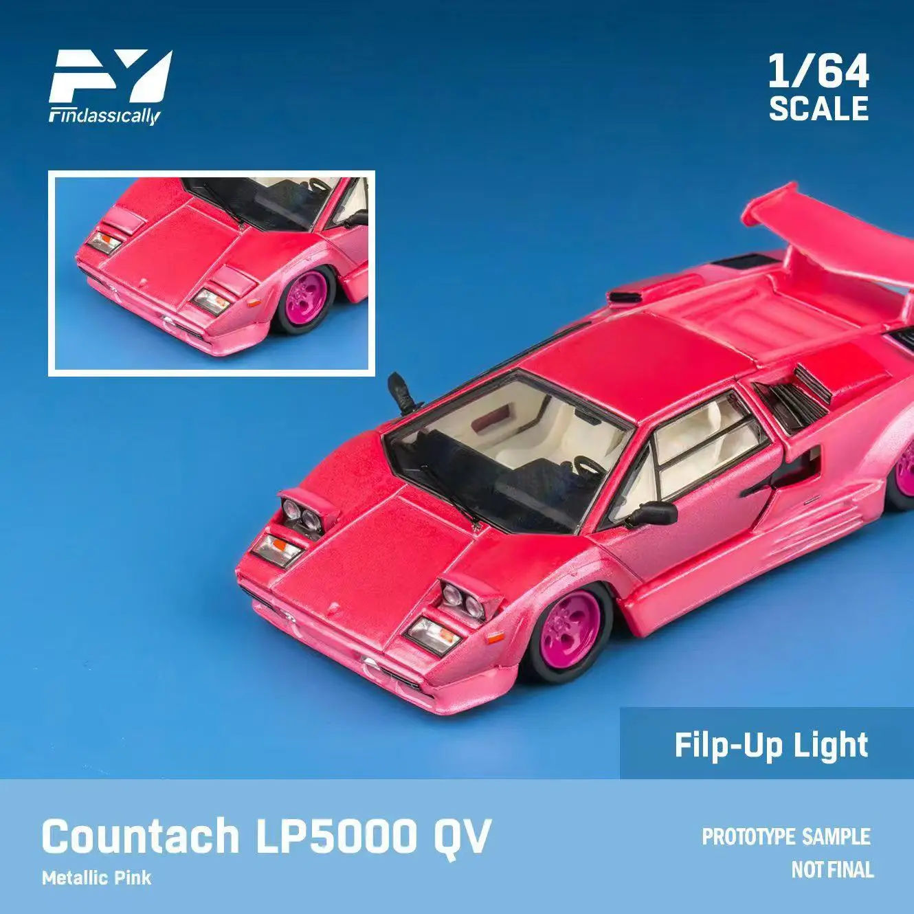 **Pre-order **Finclassically 1:64 Countach LP 5000 QV Red /Pink Limited Model Car