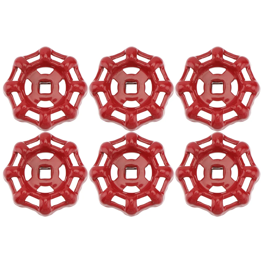 6 Pcs Outdoor Faucet Gate Handle Valve Wheel Cast Iron Metal Broach Shutoff Decorative Fitting Red