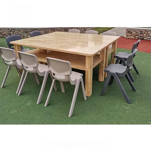 Preschool Classroom Children's School Furniture Kindergarten Wooden Table and Chairs