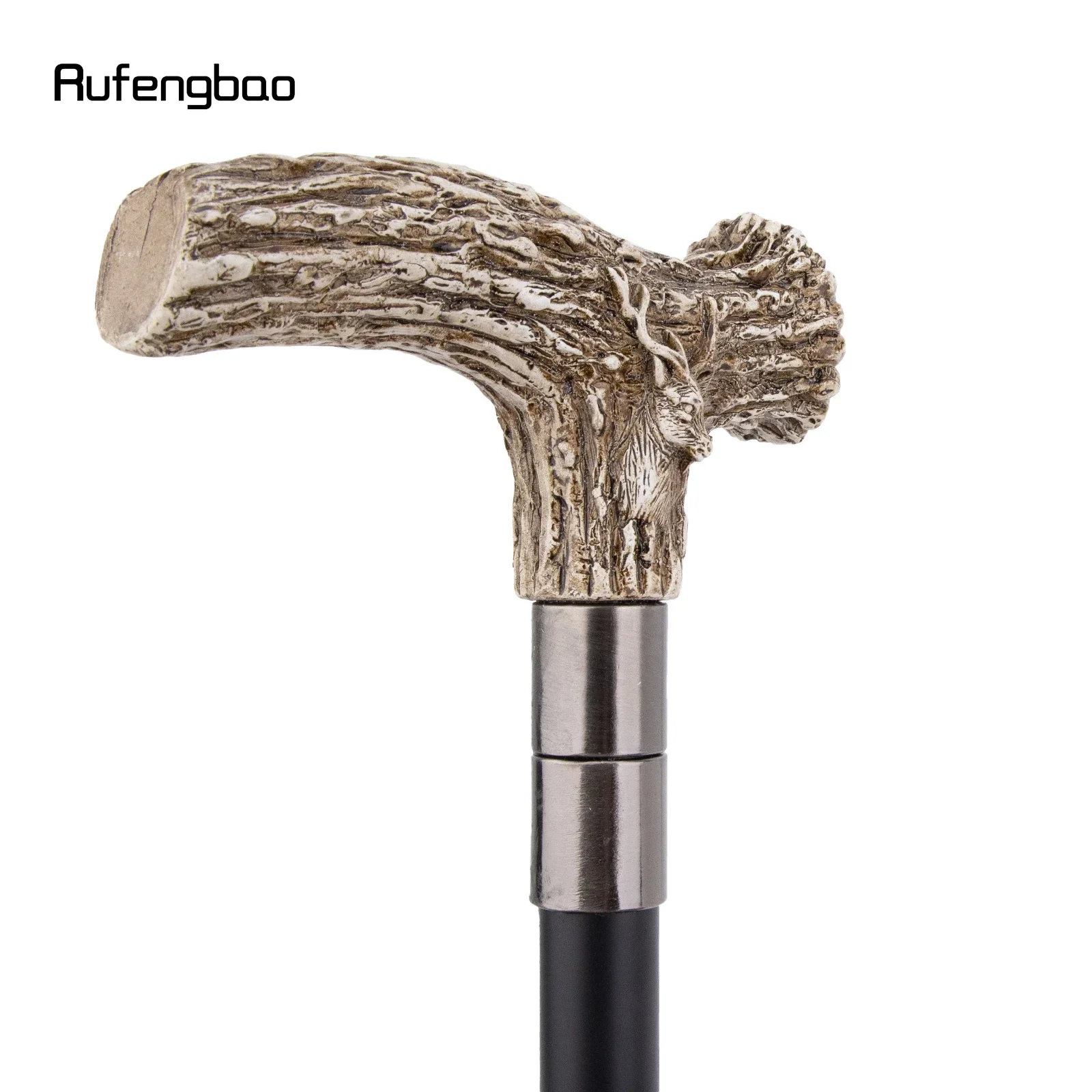 الأبيض الراتنج الغزلان شجرة الجذر رئيس عصا للمشي موضة الزخرفية الصلب عصا شهم أنيقة تأثيري قصب مقبض Crosier 94 سنتيمتر