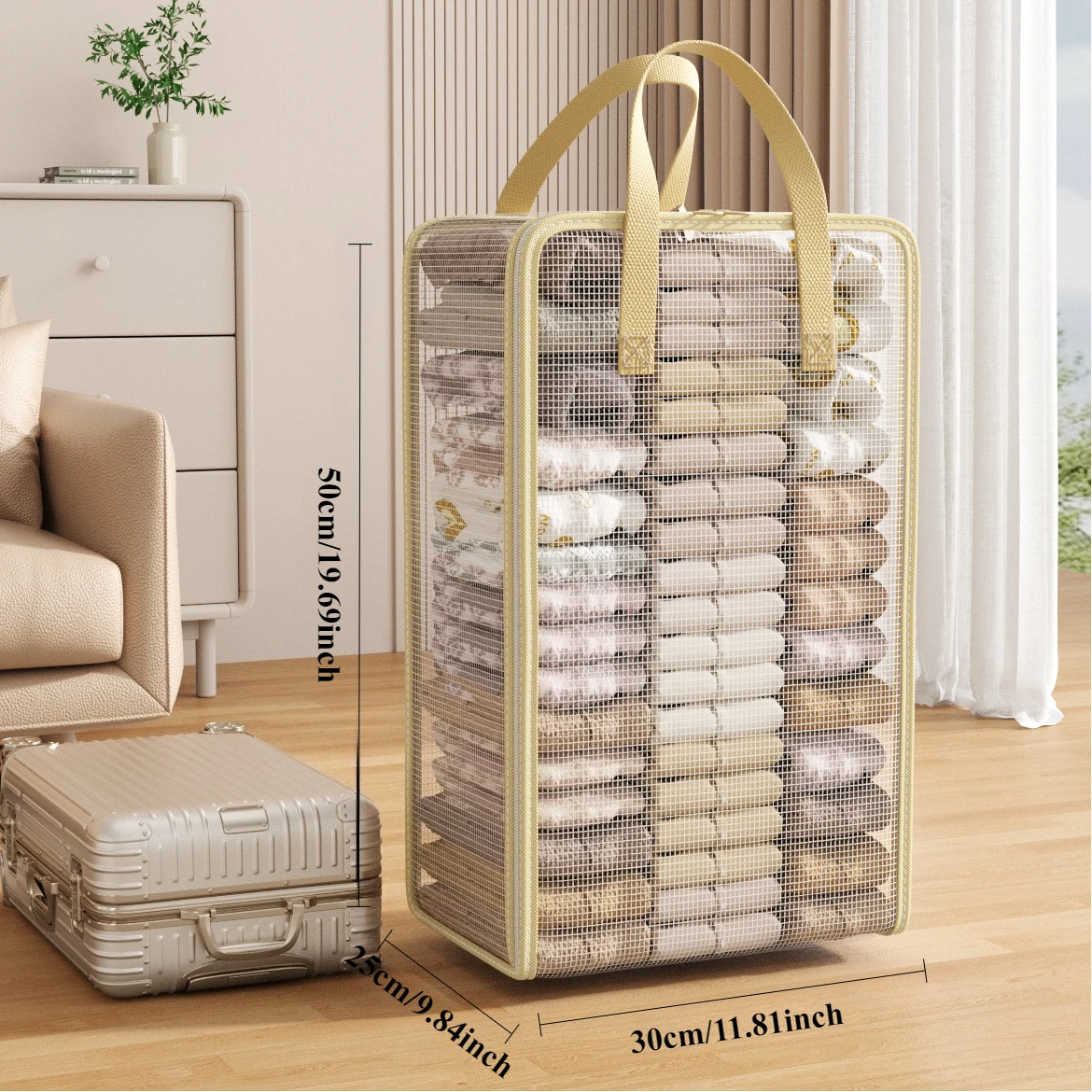 1PC Clear Clothes Storage Bag Wardrobe Organizer Visible Large Capacity Clothes Quilt Organizer Bag With zippers Handle 2026