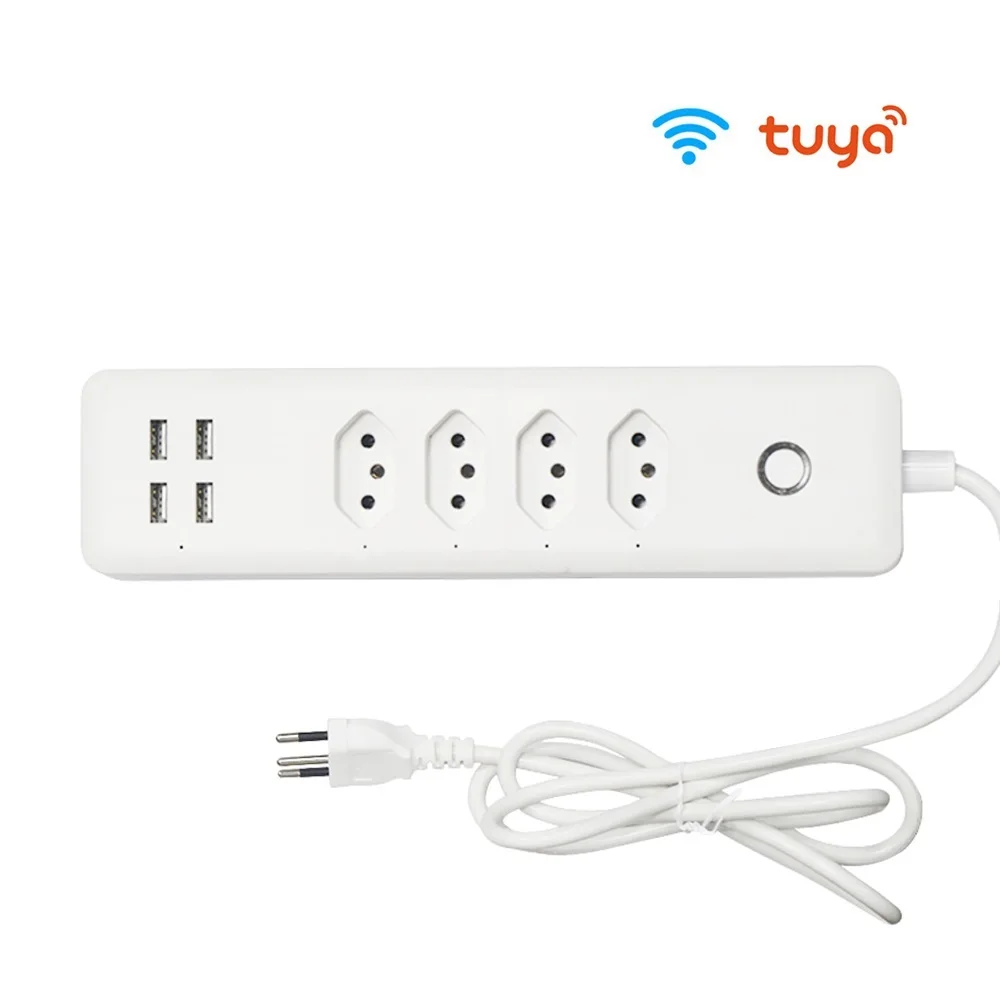 Go! Brazil WiFi Smart Power Strip with 4 Outlets 4USB Ports ,1.4m Extension Cord Voice works with Alexa, Google Home