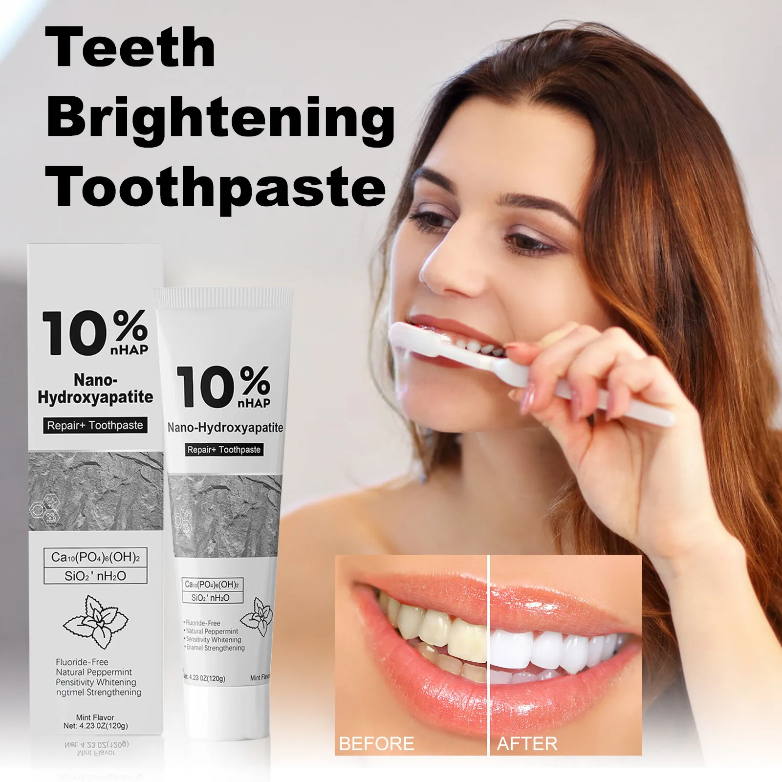 

10% Nano-Hydroxyapatite Toothpaste Reduce Tooth Stains Fresh Breath Intenses Stain Whitening Tooth Paste Teeth Care Supplies