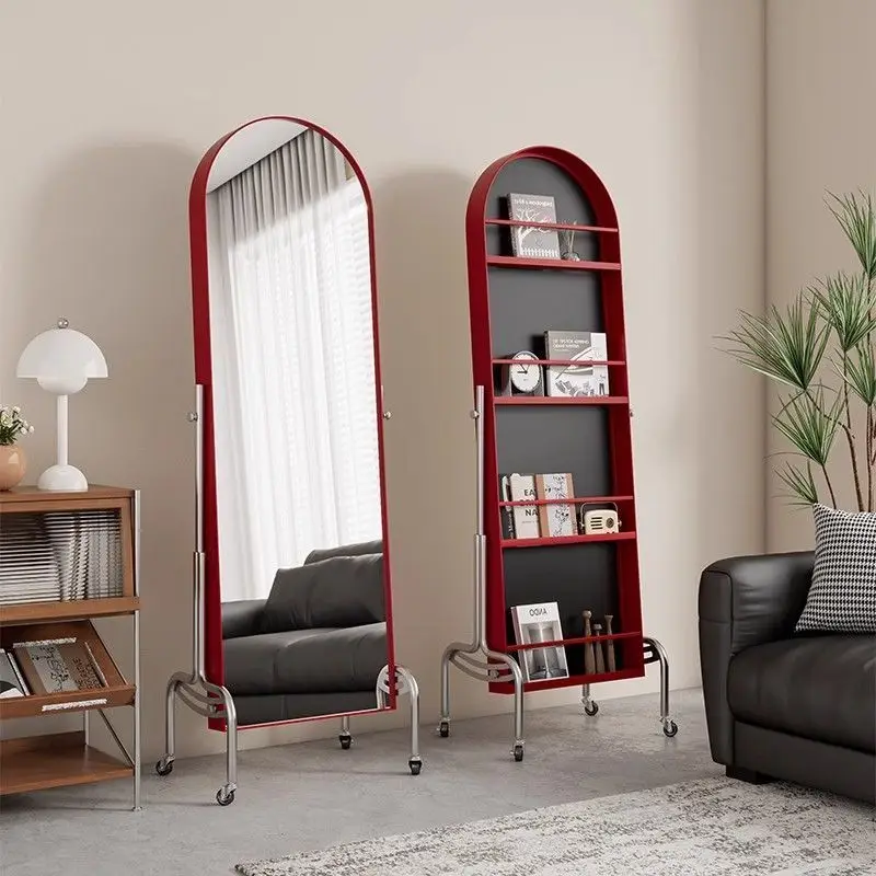 & Full Length Mirror with Rotatable Storage Shelf, Adjustable Movable Dressing Mirror for Bedroom Home Use Wholesale