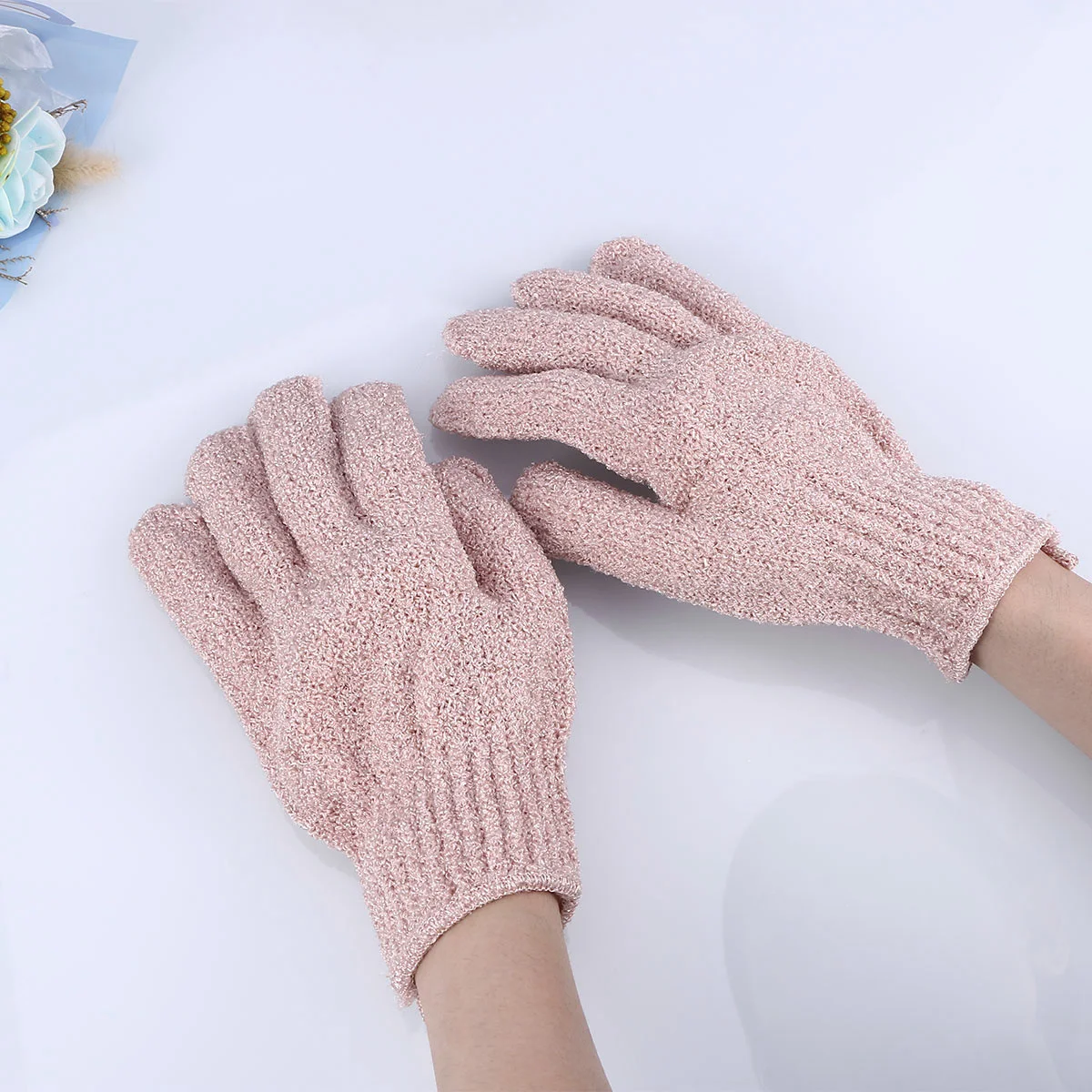 

2 Pairs Shower Towel Exfoliating Mitts Body Scrub Back Massage Gloves Massage Gloves Fingers Bath Tools