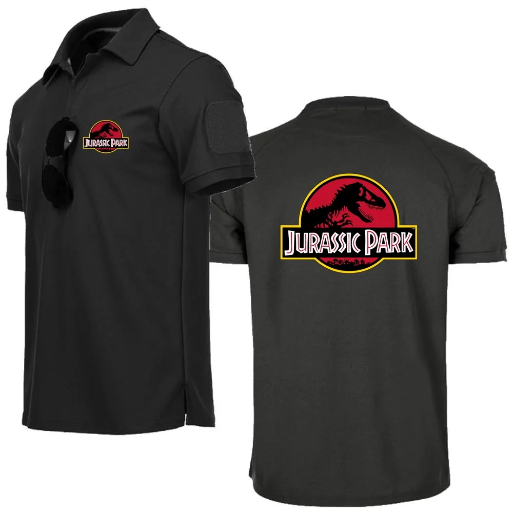 Mens Polo Shirts Military Style Shirts JURASSIC PARK Dinosaur World Graphic Tees Short Sleeve Jersey Sport Topshirt Clothes