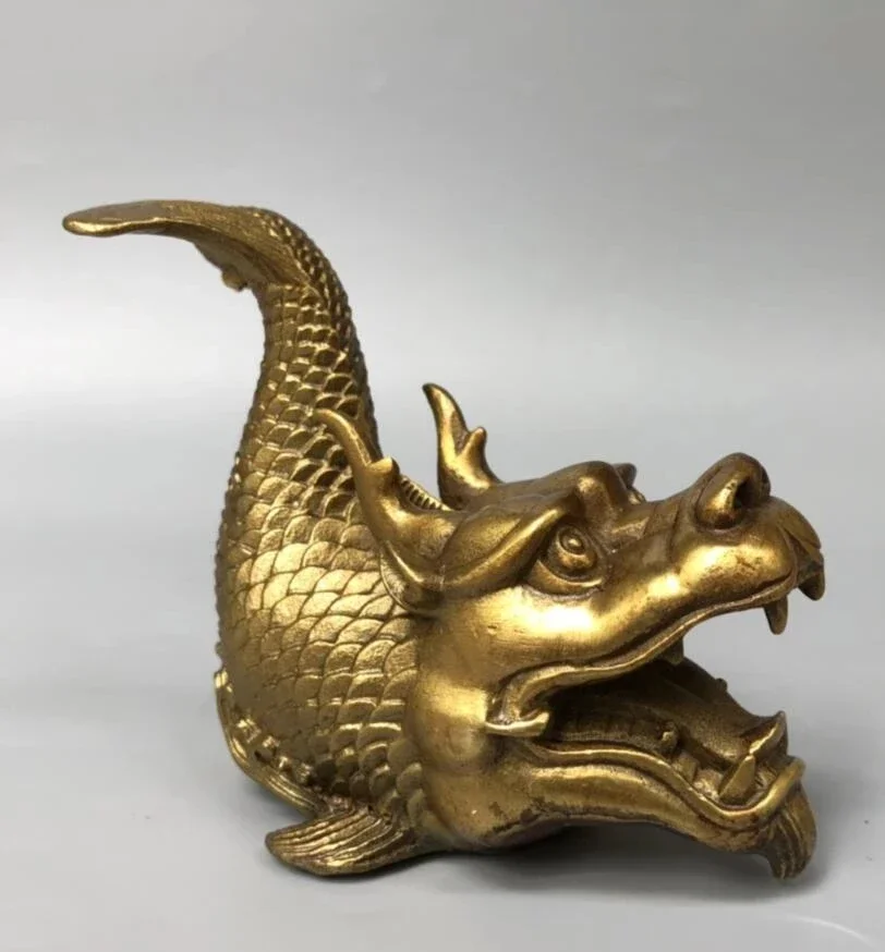 Brass Mythology Animal Gold Arowana Desktop Decoration Crafts Statue