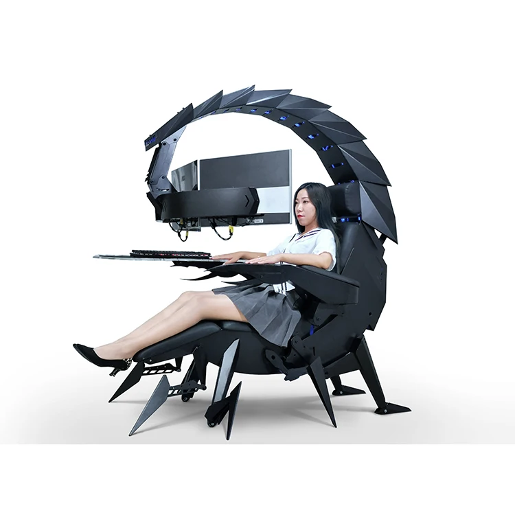 Cluvens Brand Hot Luxury Zero Gravity Adjustable Fully Recline Rgb Support 3 Monitors Scorpion Chair Self Balance Keyboard