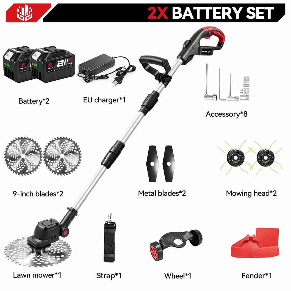 ONEVAN 40000RPM 9-Zoll Bürstenloser Elektrischer Rasenmäher Kabelloser Grasschneider Gartenwerkzeug für Makita 18V Akku
