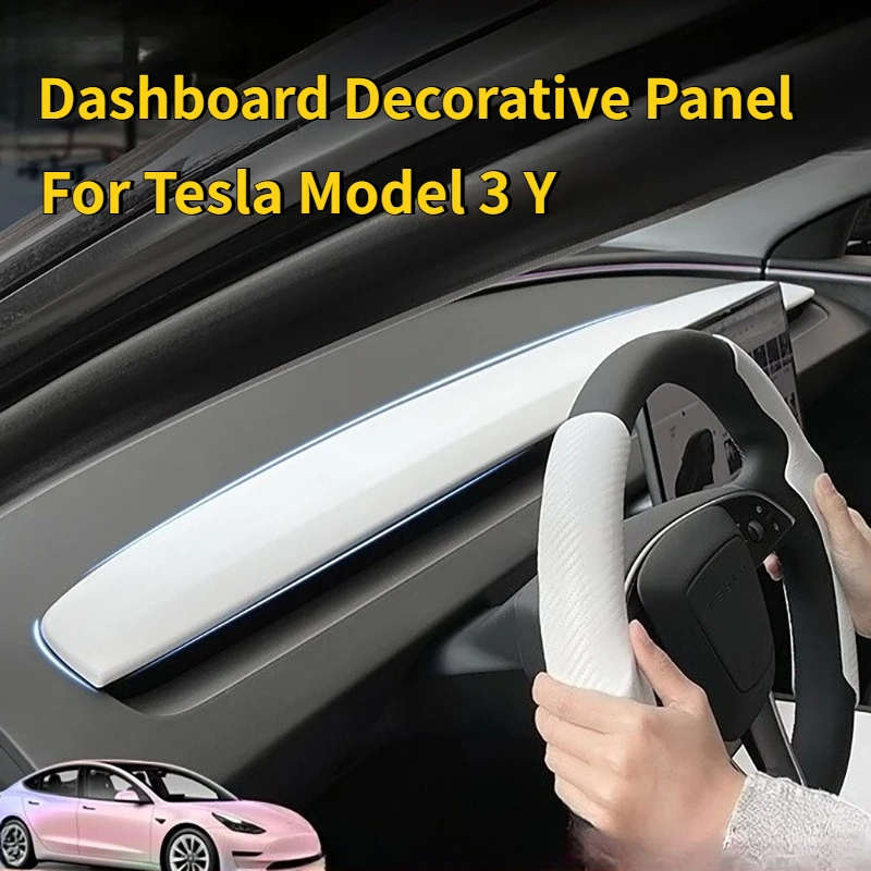 

Center Console Decorative Panel for Tesla Model 3 Y 2017-2024 Interior Door Trim Strip Carbon Fiber ABS Cover Car Accessories