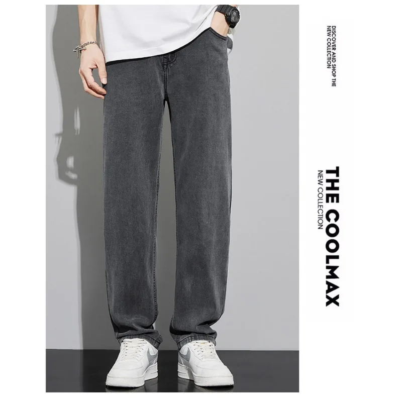 Jean d'été fin Lyocell pour hommes, léger, doux, ample, jambe droite, tendance, assorti avec tout, 2025