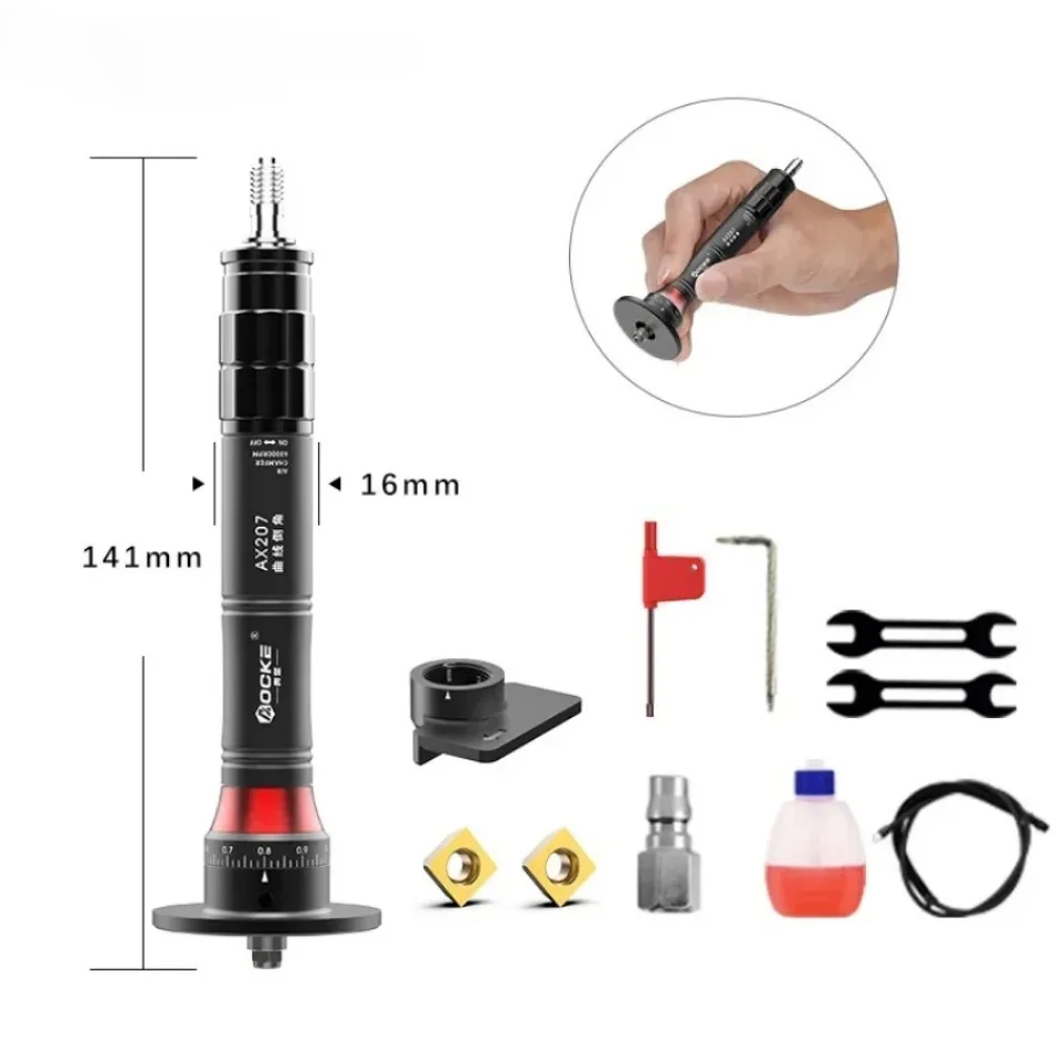 AX207 Mini Pneumatic Chamfering Machine 45° Metal Deburring Chamfer Handheld Adjustable Trimming Arc Corner Debur Accessory