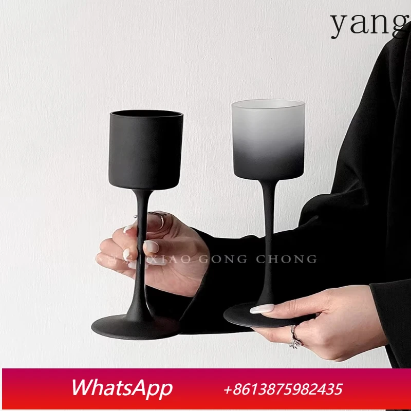 

YJQ Vintage Frosted Black Straight Glass Goblet Cocktail Glass Niche High-end Champagne Juice Glass