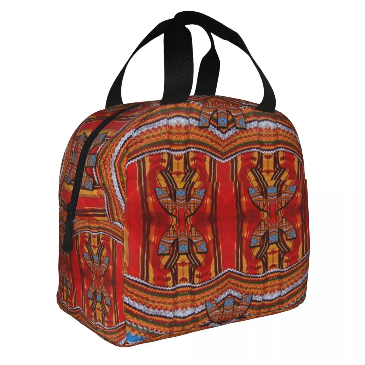 Z Imazighen Fabrics Kabyl Elfoudha Insulated Lunch Bags for Women Berber Bohemian Style Portable Cooler Thermal Bento Box