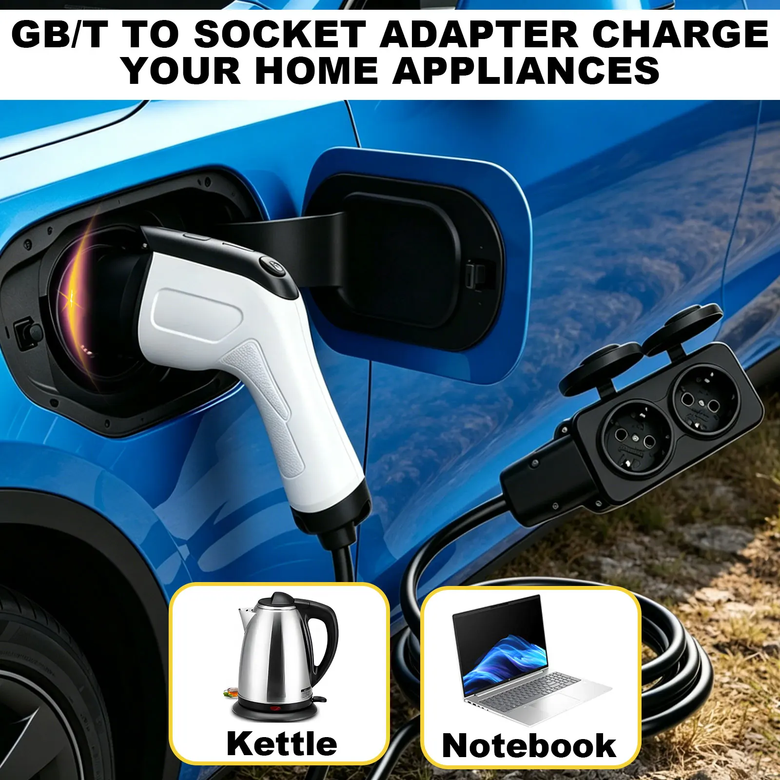 Adattatore di scarica EV GB/T con cavo da 1/3 di metro per BYD, Xiaomi Auto, ZEEKR, XPENG, Li Auto, GBT, richiede supporto funzione V2L per uso in campeggio