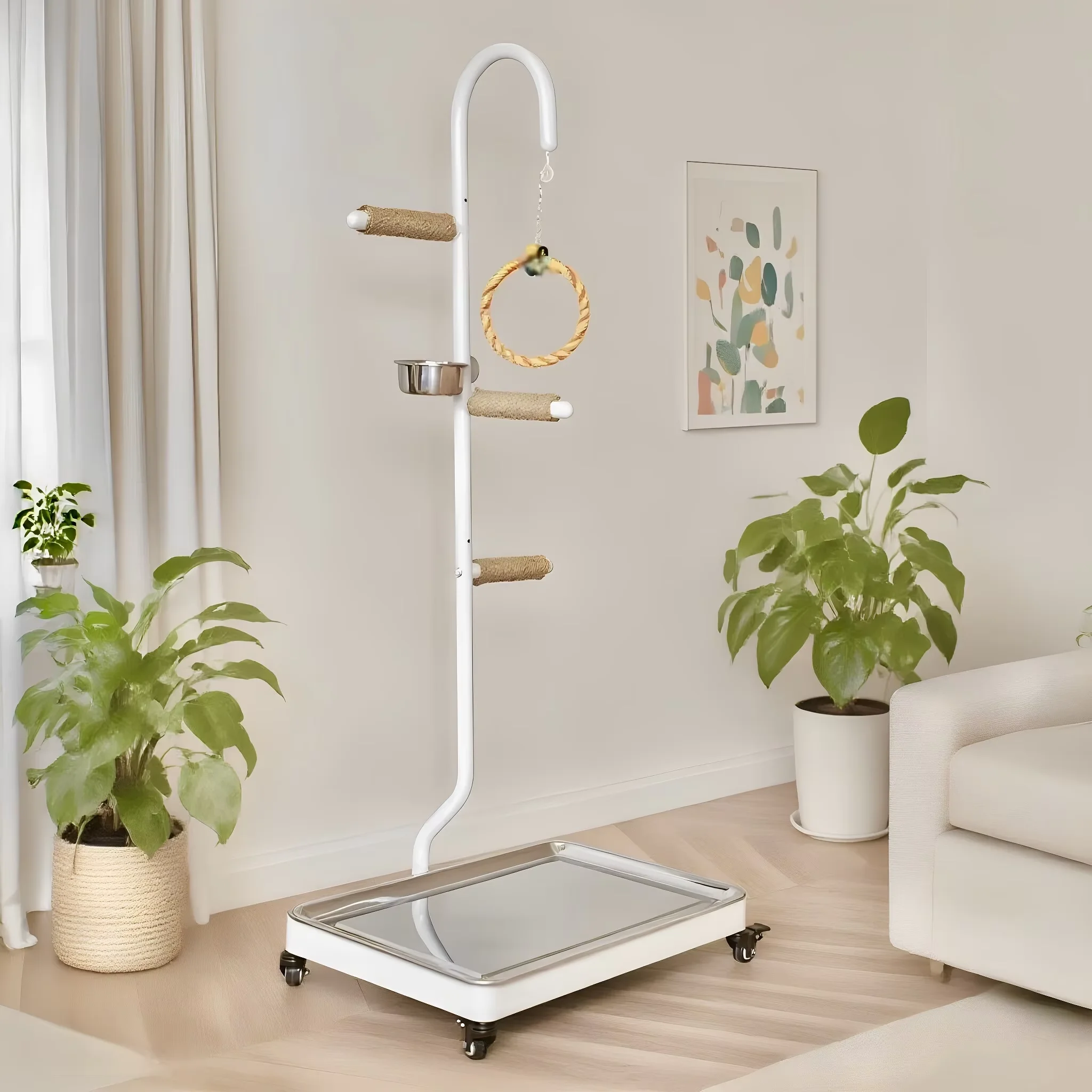 The luxurious, environmentally friendly and durable rectangular bird perch is made of wrought iron and stainless steel for birds