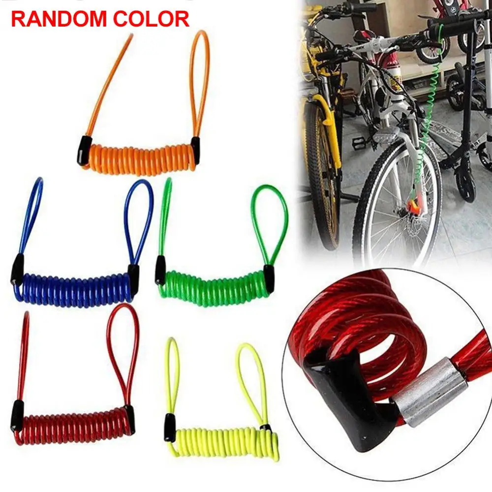 1~10PCS Motorcycle Brake Disc Lock Scooter Reminder Cable 120CM Spring Rope Bag Anti-Theft Cable Protection Alarm Locks