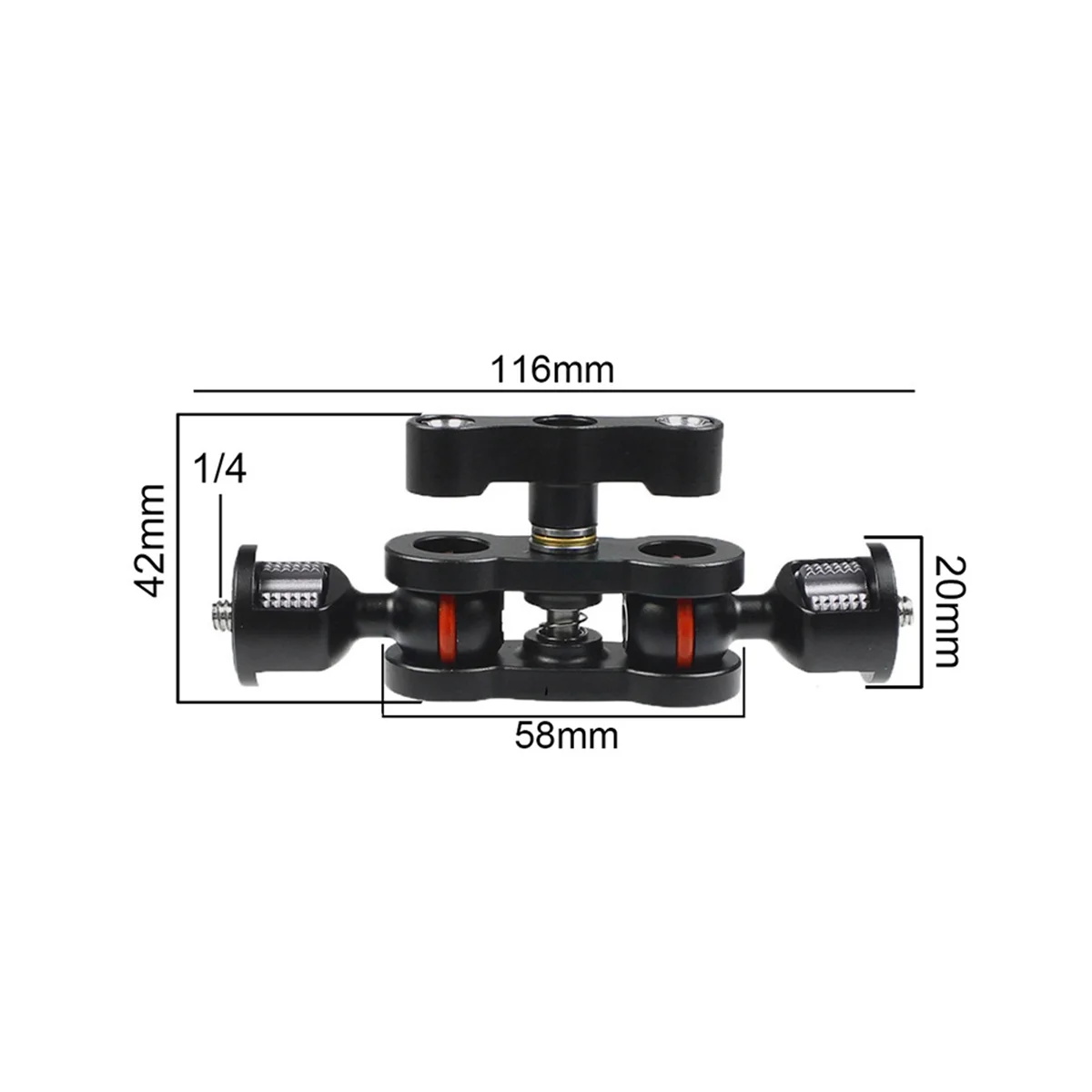 Podwójne mocowanie ramienia kulkowe obracane ramię o uchwyt kulowy 360 stopni uchwyt do kamery ze stabilizatorem ramię wspornika ze śrubą 1/4 Cal