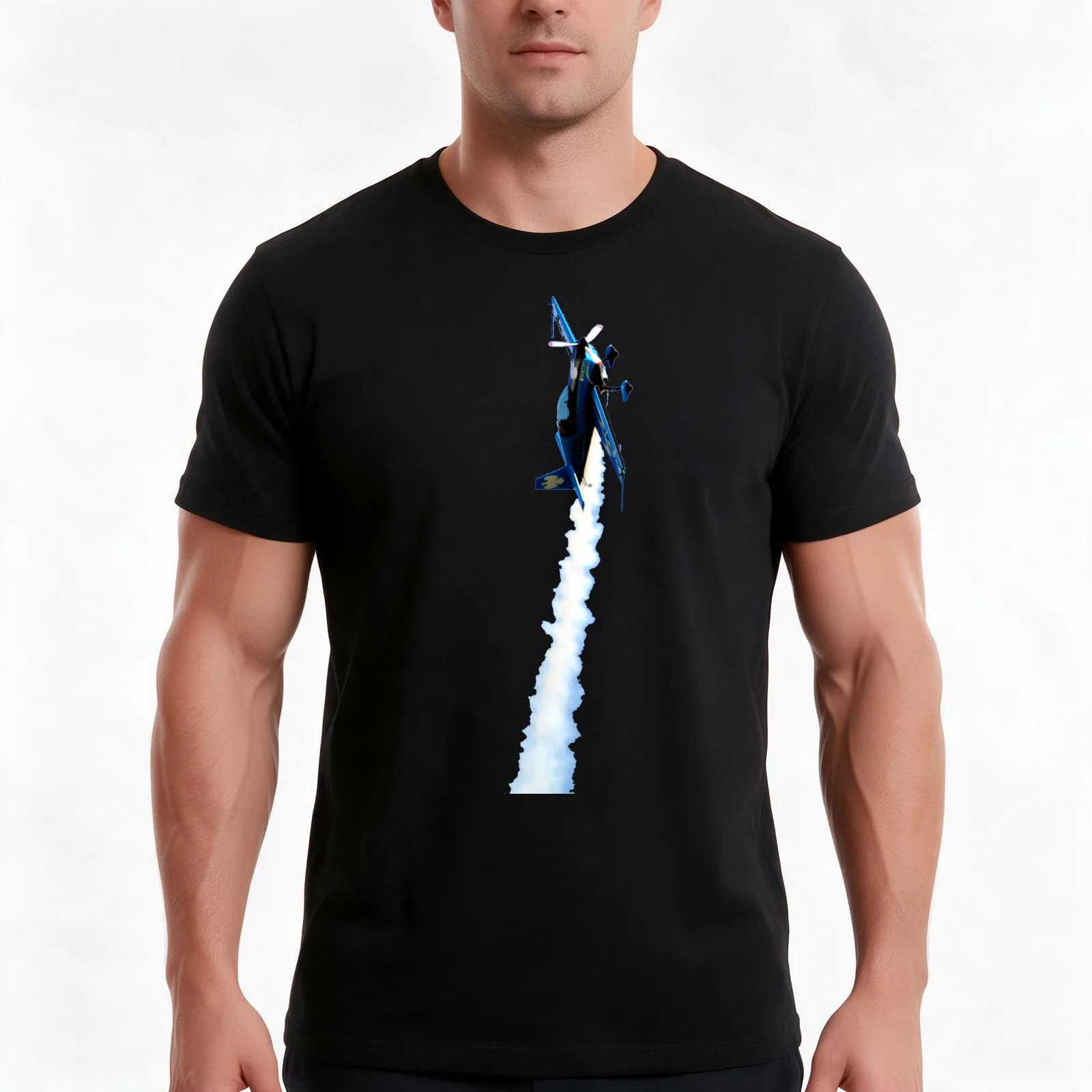 Aerobatic display T-Shirt, Summer Casual Cotton Tee, Oversized Streetwear Tops, Vintage Graphic Print, Loose Fit Short Sleeve