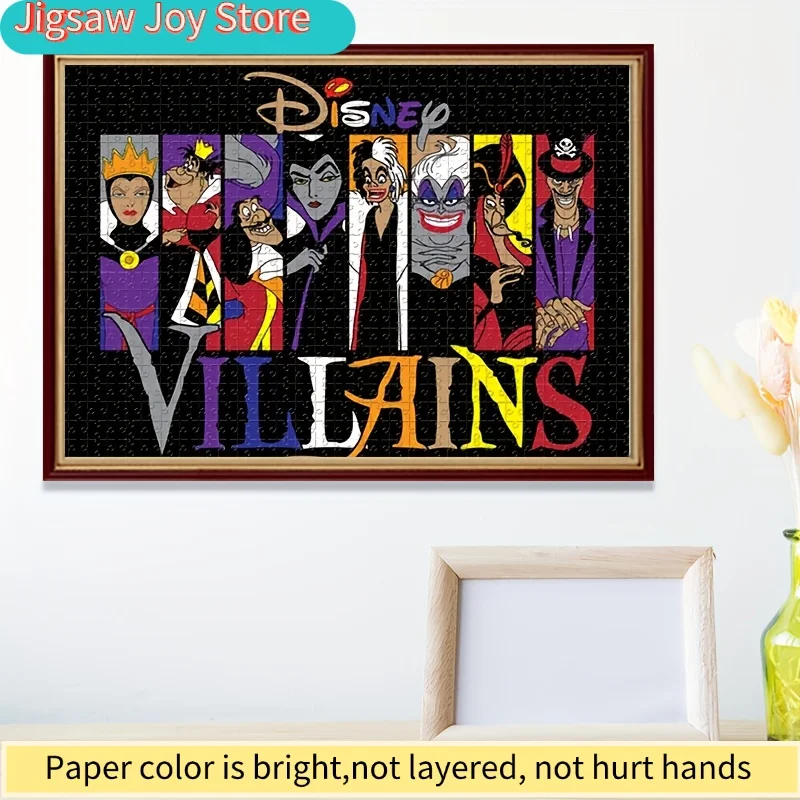 1000 pièces de puzzle en mosaïque fait main - Méchants de dessins animés : Maleficent, Ursula, Cruella, Jafar - Carton durable, puzzle sans couture