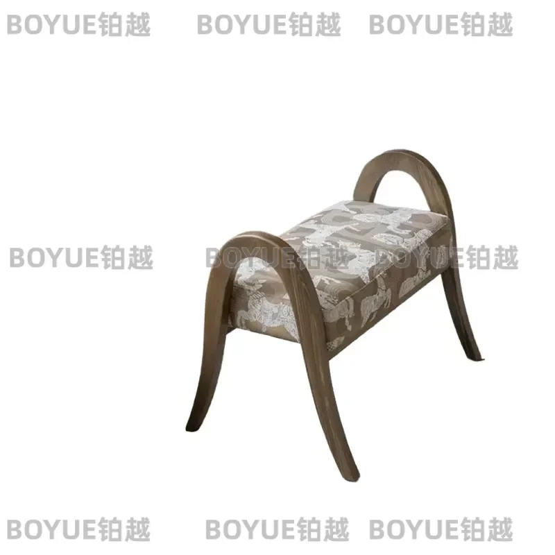 for Royal Horse Embroidery Shoe Changing Stool Multi-use Solid Wood Bed End Bench Study Footrest Doorway Shoe Changing Stool