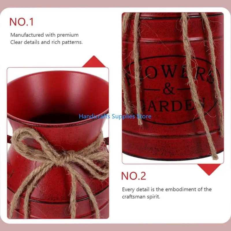 R1WA Shabby Farmhouse Flower Vases Galvanized Iron Milk Can Storage Jugs Antique Decors For Homes Kitchen Bathroom