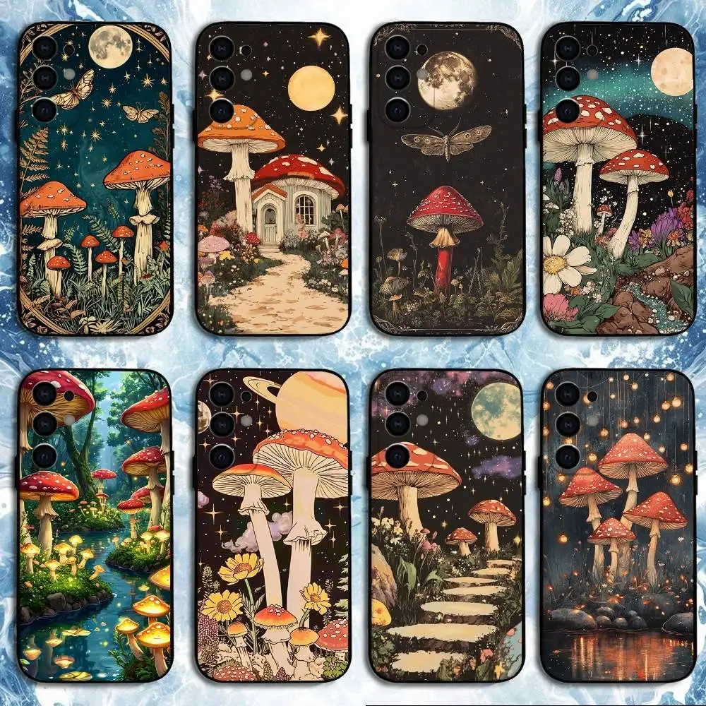 

Starry Mushroom Realm Phone Case For Samsung S25,S24,S23,S22,S21,S20,Plus,Fe,Lite,Others Black Cover