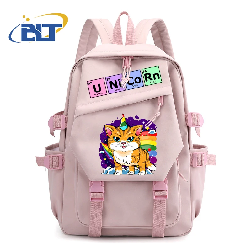 Unicorn print backpack pink student schoolbag kids casual bag girls back to school gift