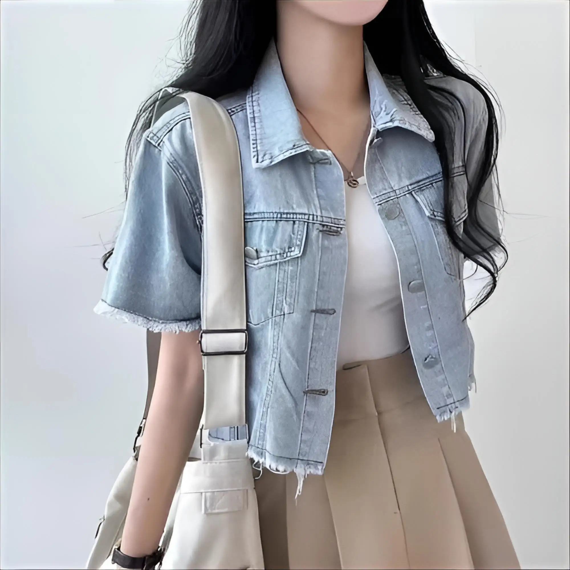 

Coat Denim Blue Winter Womens Summer Drop-Shoulder Canvas Pocketed Open-Front Balloon Sleeved Minimalist Sashes Feminine Jackets