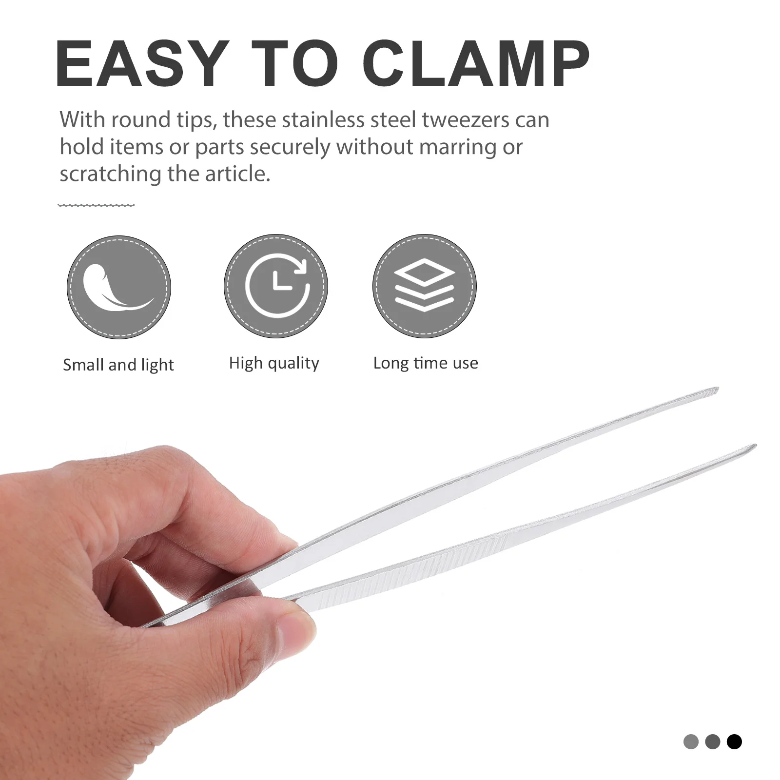 

3Pcs Premium Round Head Tweezers Stainless Steel Straight Tip Non-Magnetic Lightweight for Beadwork Crafting Stamp Coin Handling