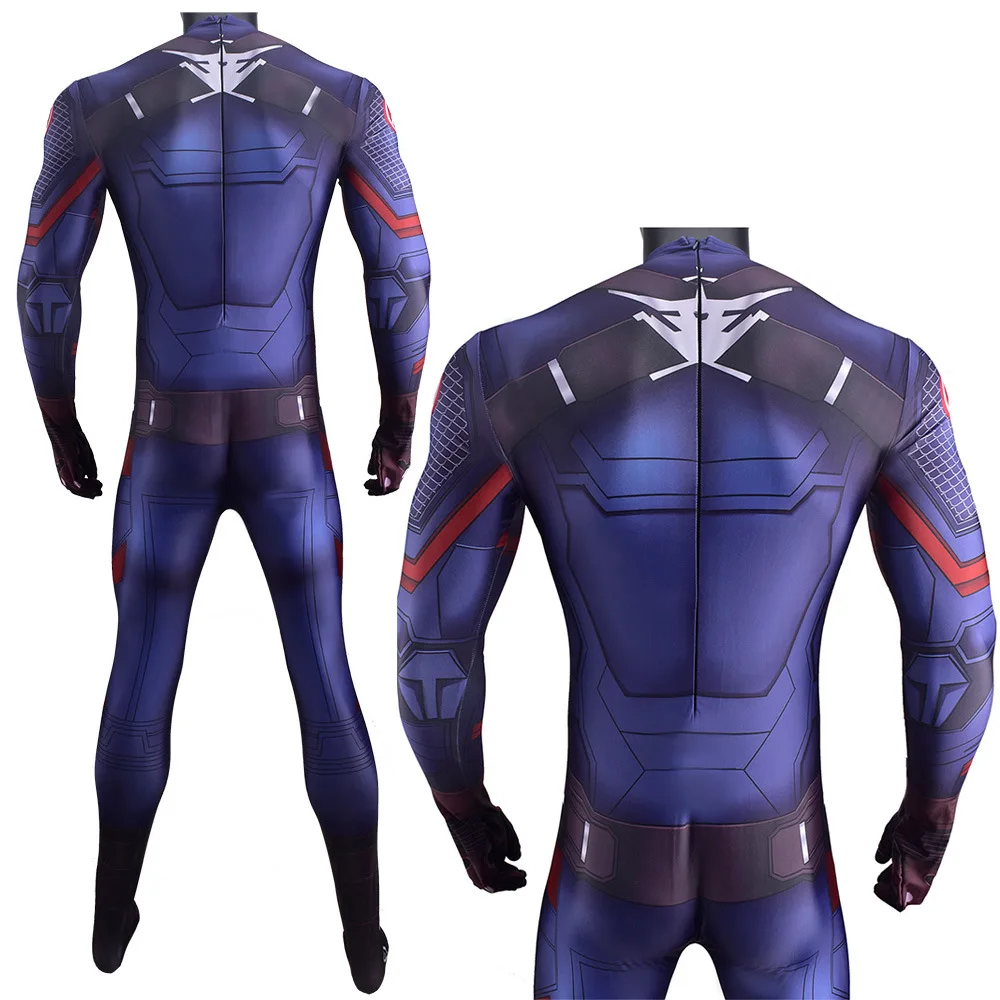 Kapitän Amerika Cosplay Superheld Steve Rogers Kostüm Spandex Outfits Halloween Kostüm Kapitän Amerika Zentai Bodys Erwachsene