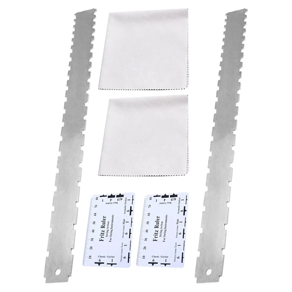 

2 Sets Guitar Measuring Ruler Double-sided Tool for Electric Fretboard Acoustic Accessories Neck Measurement Silver Kit Tools