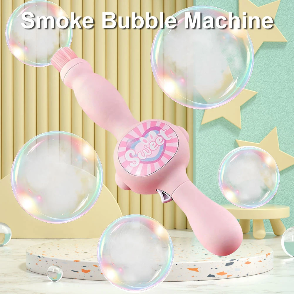 Elastic Smoke Bubble Machine Portable Bubble Maker Automatic Bubble Blower for Kids Ages 4-8