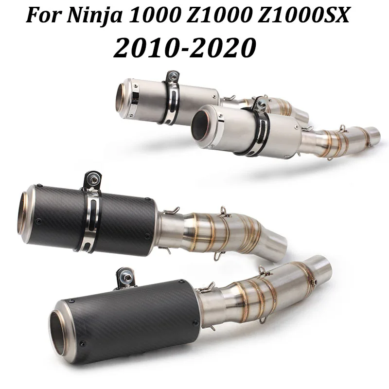 Voor Ninja 1000 Z1000 Z1000SX 2010-2024 Motocross Motorfiets Uitlaatpijp Mid Pijp Slip Op 51mm Koolstofvezel uitlaat