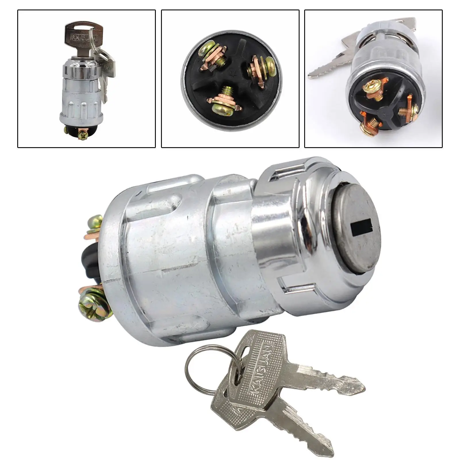 Lawn Tractor Mower Ignition Starter Switch 3 Position Metal Key Lock Cylinder Set for Riding Lawnmower Universal Fit
