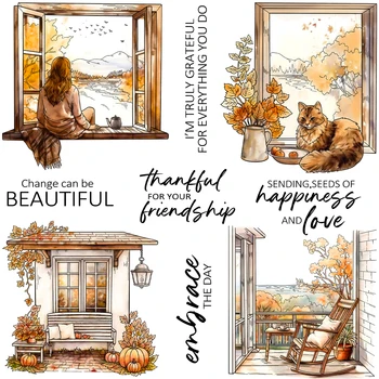 Mangocraft Herfstdagen Cottage Venster Stansmessen Duidelijke Stempel DIY Scrapbooking Metalen Sterft Siliconen Stempel Kaarten Albums Decor