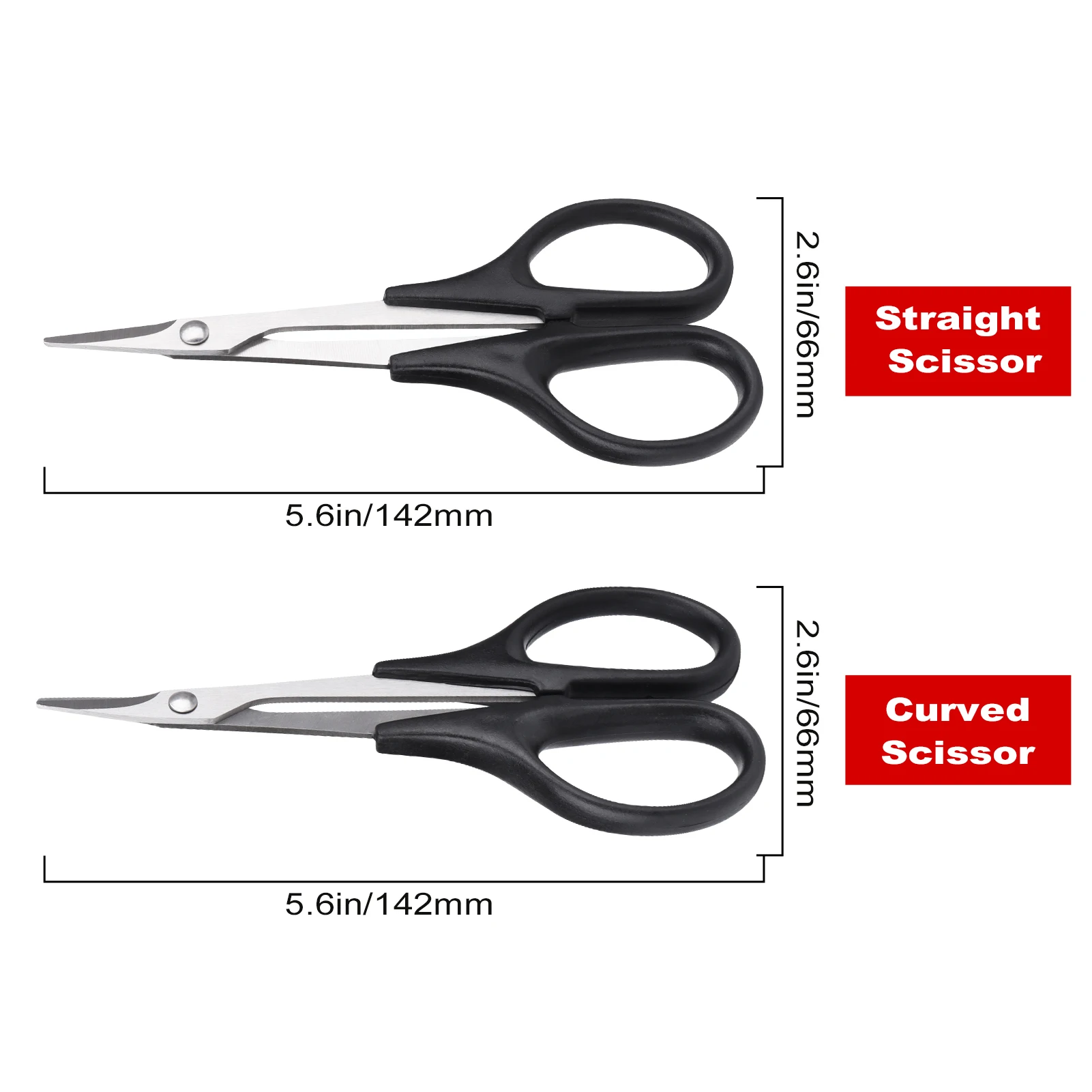 Hobbypark RC Body Trimming Scissors Set Straight & Curved Scissors for Lexan Car Truck Buggy Canopy 2-Pack