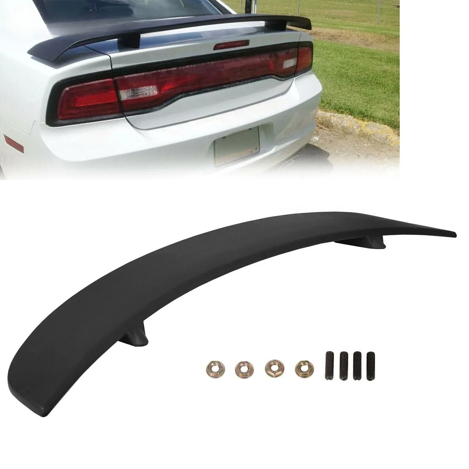 

For 2011-2023 2018 Dodge Charger Rear Trunk ABS Factory Spoiler Wing Matte Black
