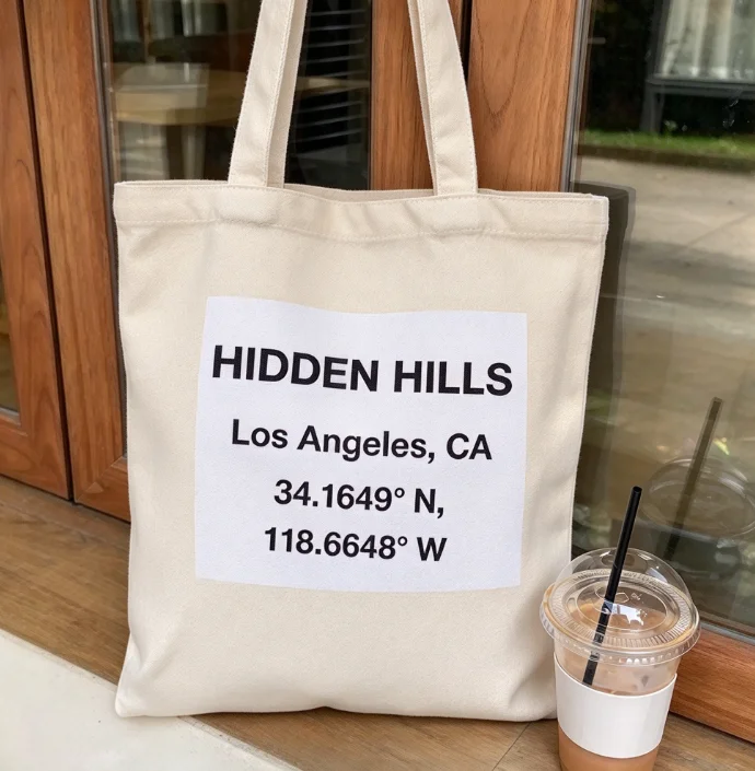 2026 new Best‑Seller‑Trending‑Minimalist‑Location‑Coordinates‑Typography Print High‑Quality Canvas Tote Bag