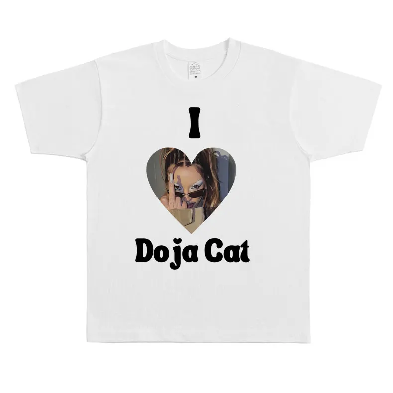 I Love Doja Cat T Shirts Men Women Hip Hop Fashion Vintage Tshirt Male Oversized Cozy Pure Cotton T Shirt Short Sleeve Fans Gift