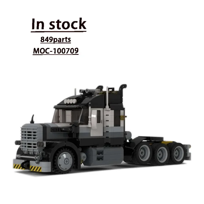 MOC- 100709 Сверхмощный транспортный грузовик в сборе, строительный блок, модель 849 деталей, MOC, креативные строительные блоки для мальчиков и детей на день рождения, игрушка в подарок