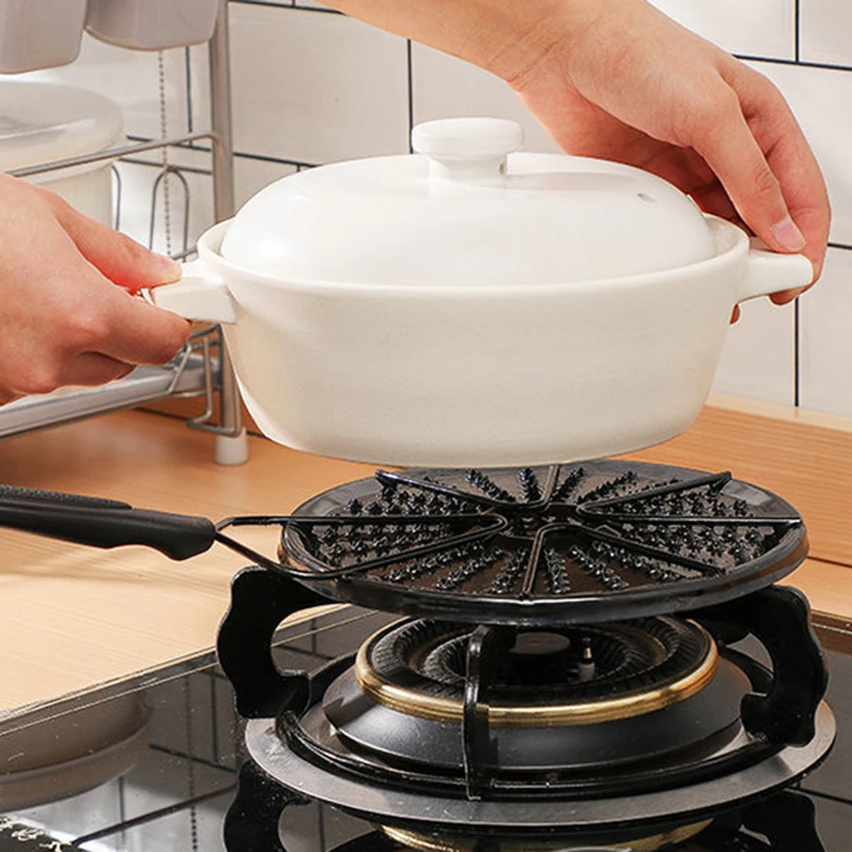Heat Conduction of Gas Stove Diffuser Distributor Stove Top Heating Plate with Handle Put Rusty Kitchen