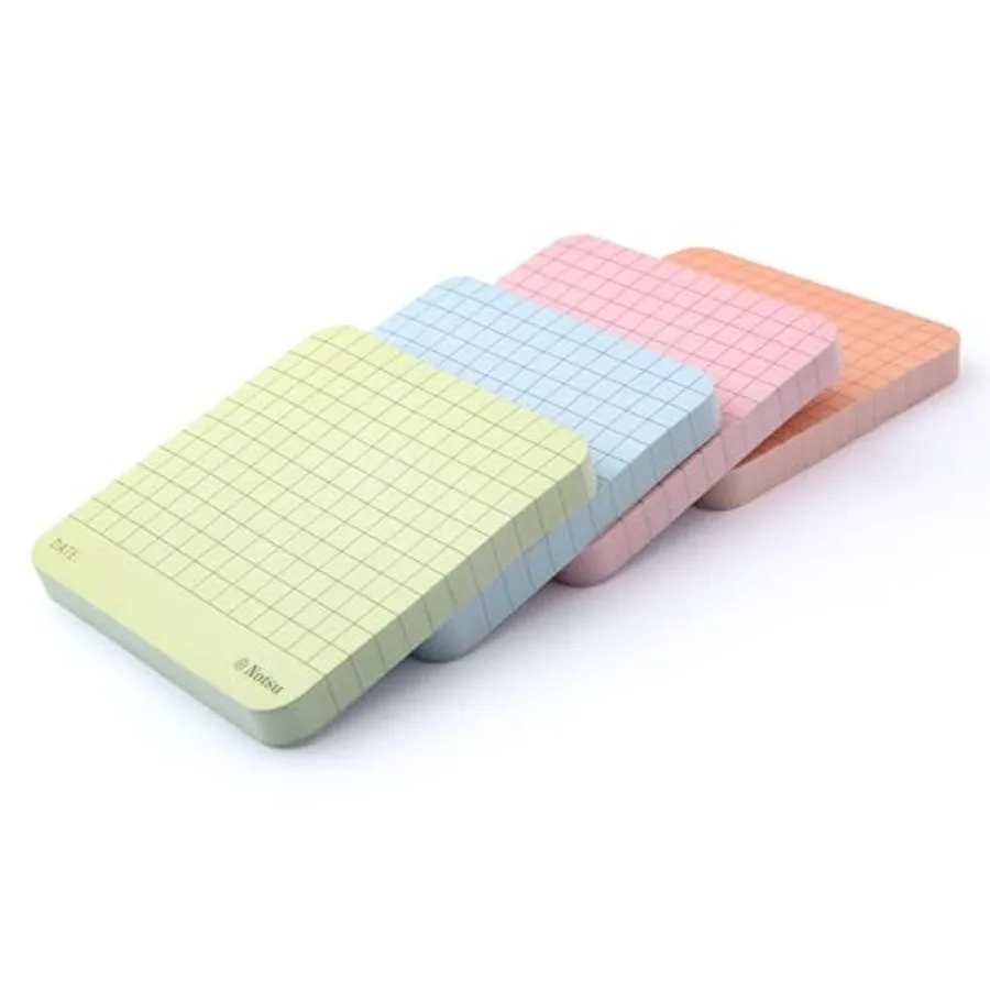 Grid Sticky Notes 4pk Premium Thick Paper 120g Colorful Pastel ing Memo Pads with Date