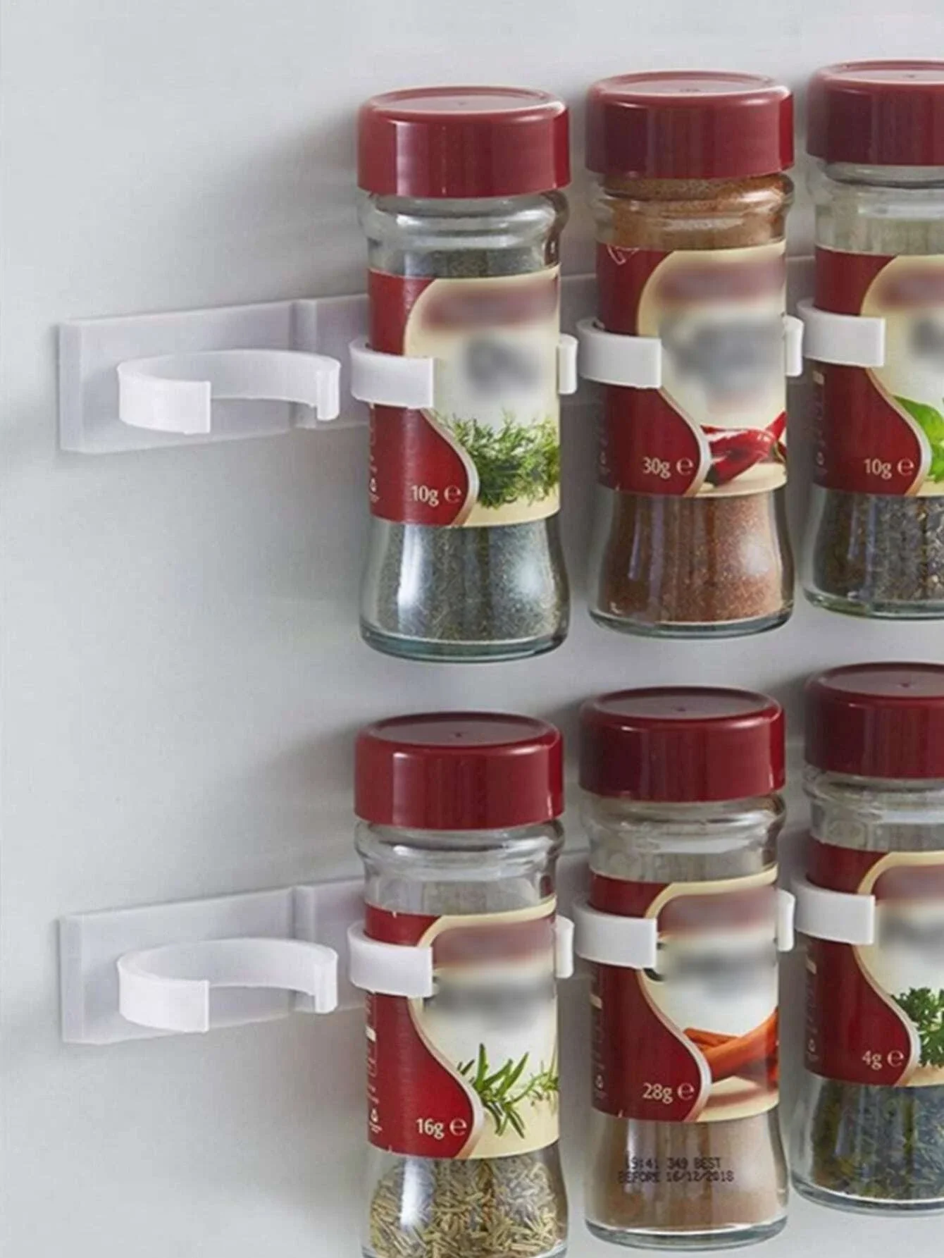 

1pc Wall Mounted Spice Jar Rack, Spice Jar Clip, Useful Organizer And Dispenser For Refrigerator, No Screws Needed