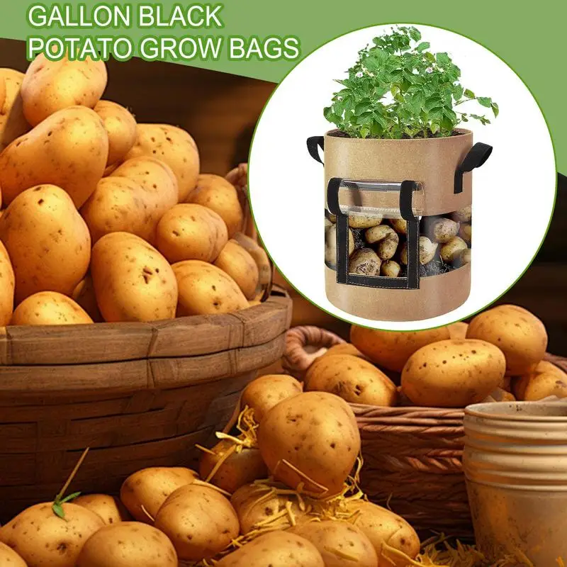 Fabric Grow Bags Nonwoven Thickened Growing Pots Multi-Purpose Containers With Handles Visible Space Garden Supplies For